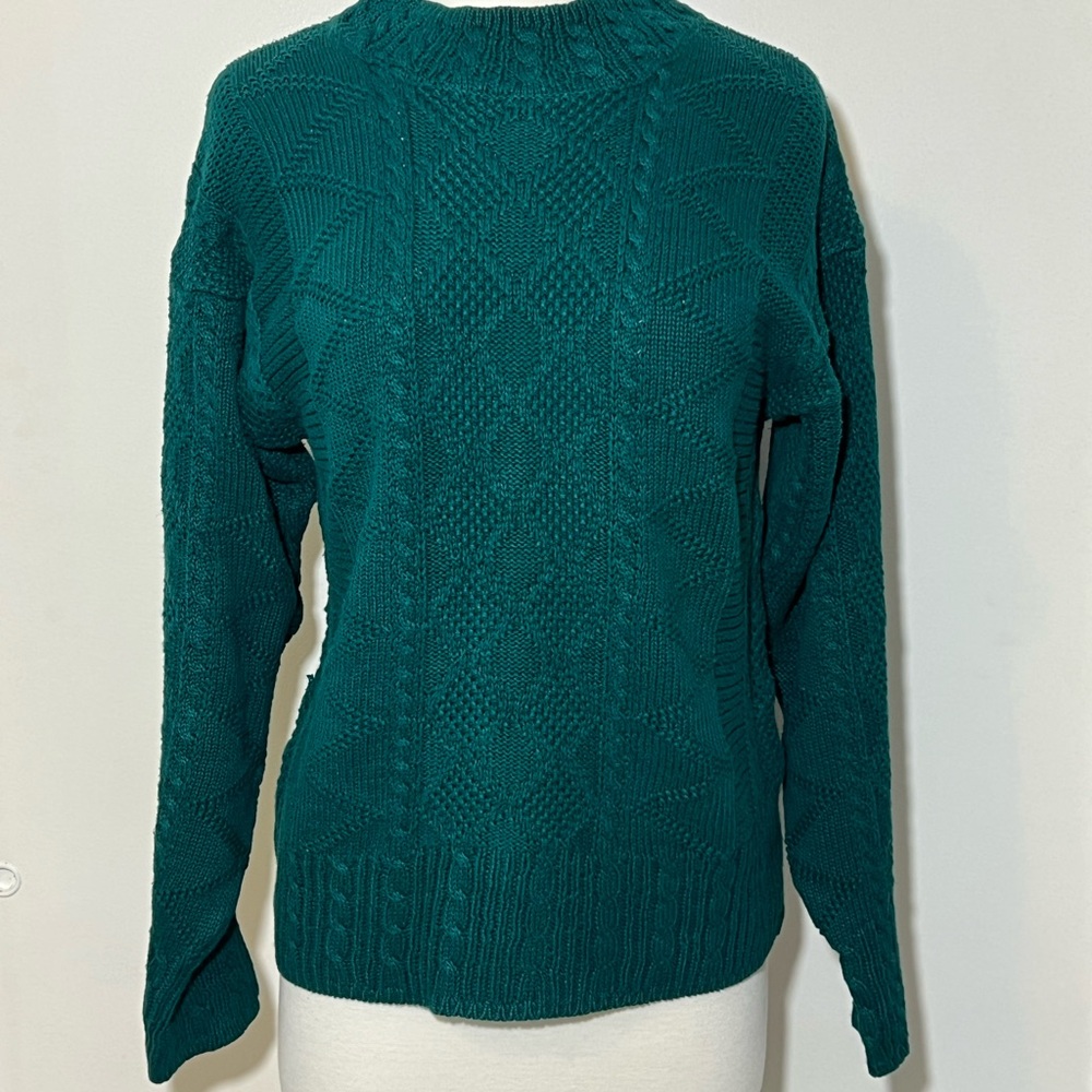Vintage Persuasion Chic Teal Knit Mock Neck Sweater
